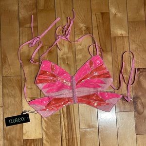 Brand new sequin butterfly crop top
